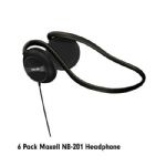 Maxell NB-201 Stereo Neckband Headphones, 6 Pack